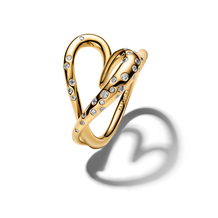 Pandora Organically Shaped Stone-Set Heart Ring 14k Gold Plating
