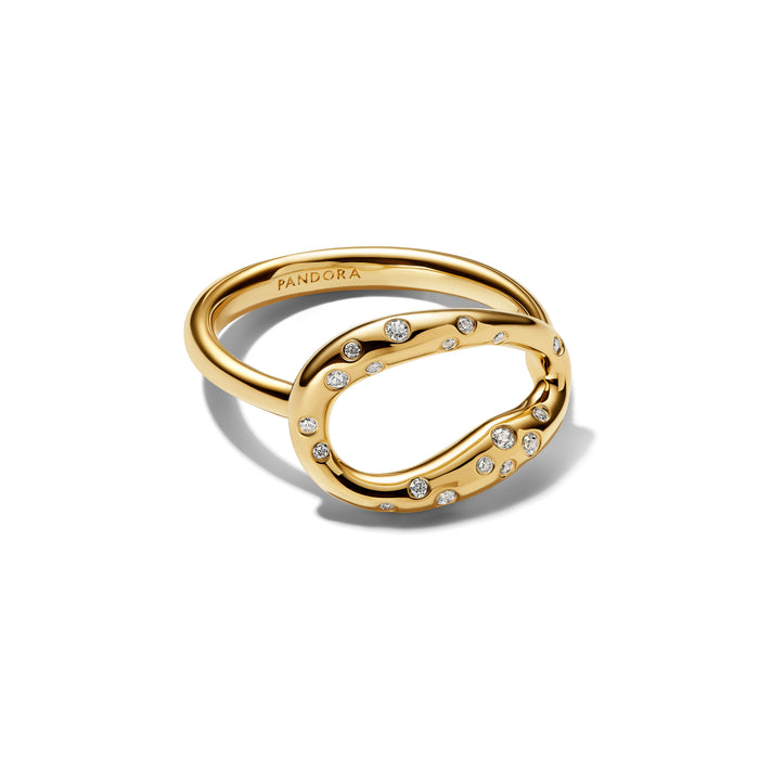 Pandora Organically Shaped Stone-Set Statement Ring 14k Gold Plating
