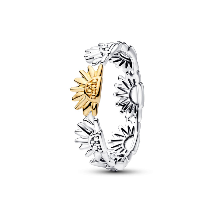 Pandora Sunflower Two-Tone Band Ring Sterling Silver & 14k Gold Plating