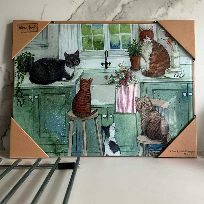 Alex Clark Cat in the Kitchen Glass Worktop Saver
