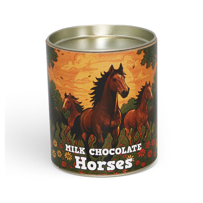 Welsh Chocolate Drum of Milk Chocolate Horses