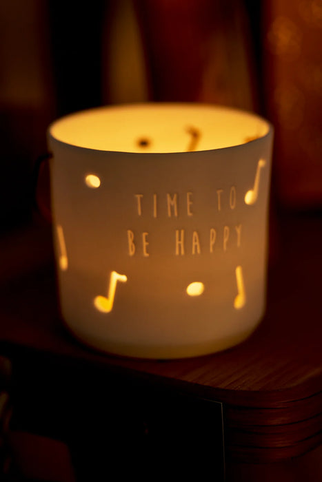 Räder Embossed Time To Be Happy Tealight Holder