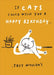 Birthday card with a cat illustration and humorous text on an orange background