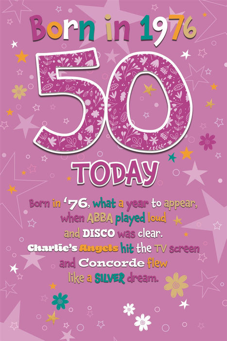 Cherry Orchard 'Born In 1976 50' Birthday Card