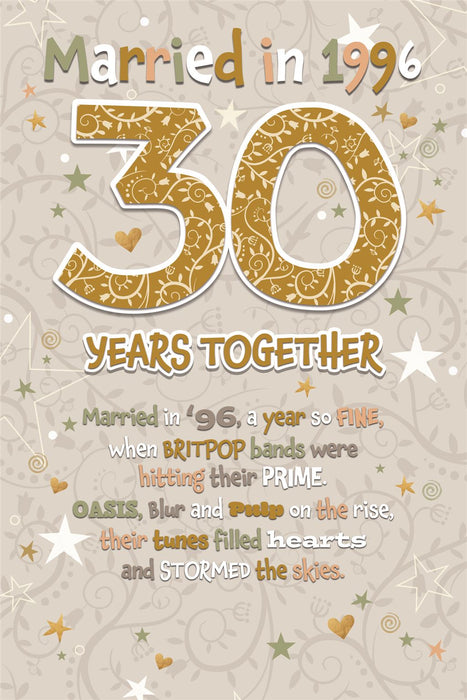 Cherry Orchard 'Married In 1996 30 Years Together' Anniversary Card