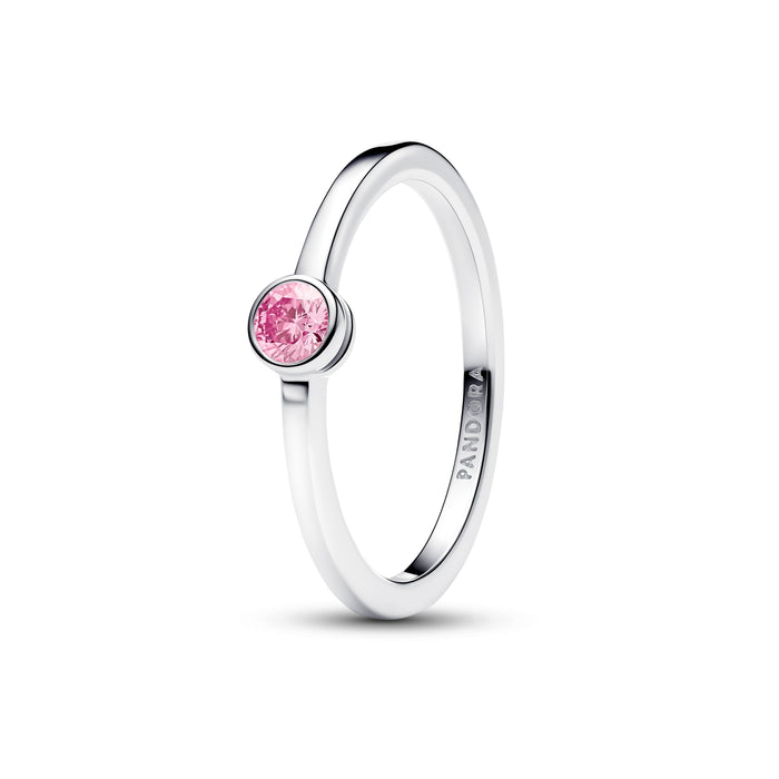 Pandora Era Bezel Sterling Silver Pink Lab-grown Diamond Ring Sterling Silver