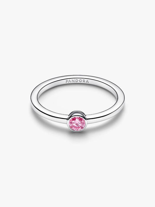 Pandora Era Bezel Sterling Silver Pink Lab-grown Diamond Ring Sterling Silver