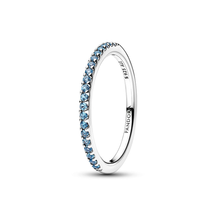Pandora Sparkling Aquamarine Half-Eternity Band Ring Sterling Silver