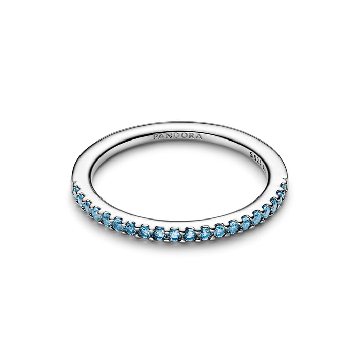 Pandora Sparkling Aquamarine Half-Eternity Band Ring Sterling Silver