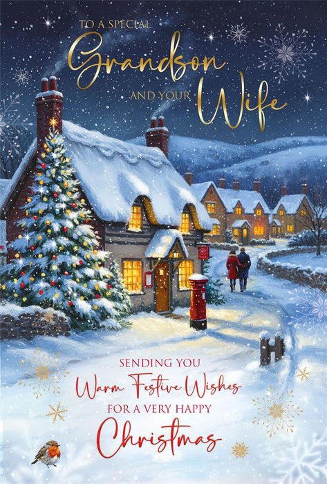 Cherry Orchard 'To A Special Grandson & Wife' Christmas Card