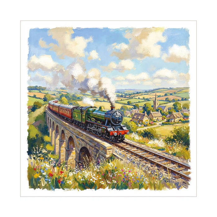 Cherry Orchard 'Train On Viaduct' Open Card