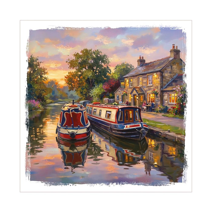 Cherry Orchard 'Canal Boats At Dusk' Open Card