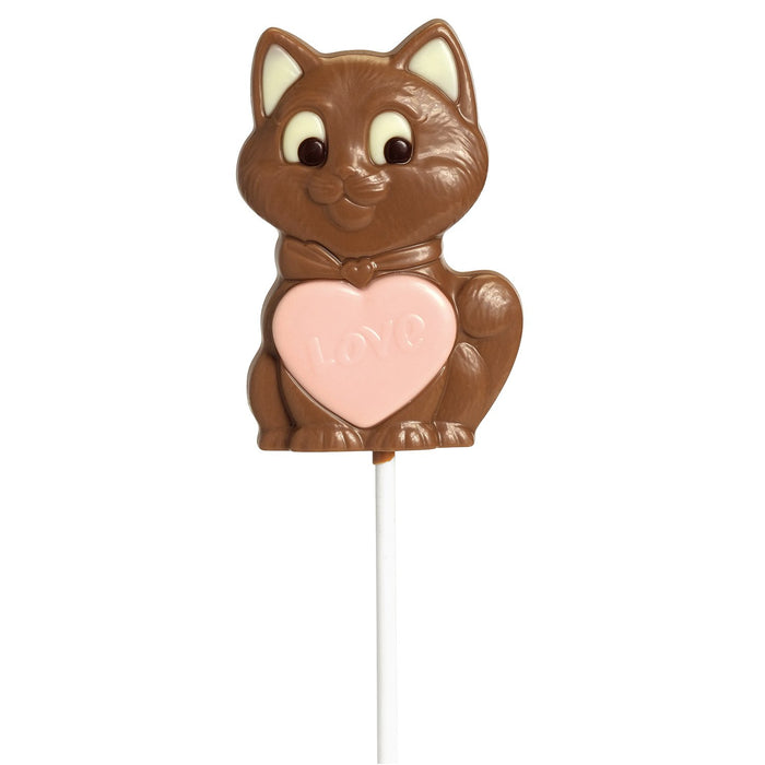 Solid Milk Chocolate Love Cats Lollipop