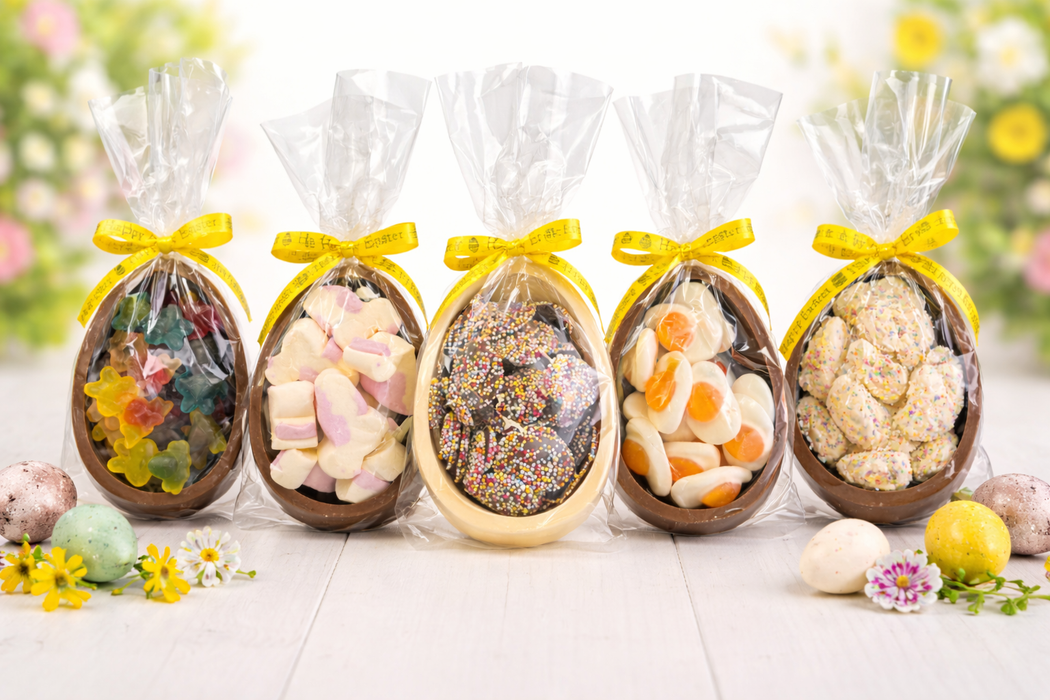 Chocolate Half Easter Egg Filled with Sweets & Marshmallows