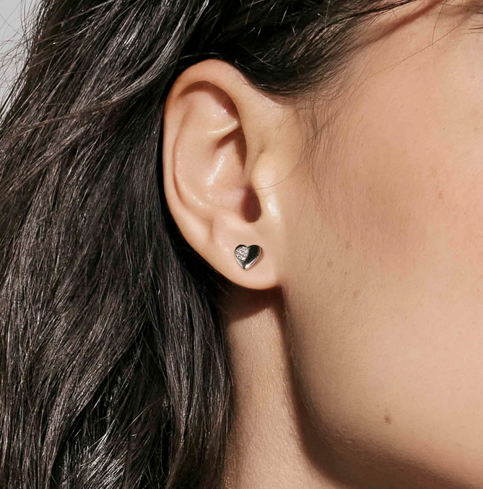 Nomination Petit Sparkle Heart With White Stone Silver Earrings