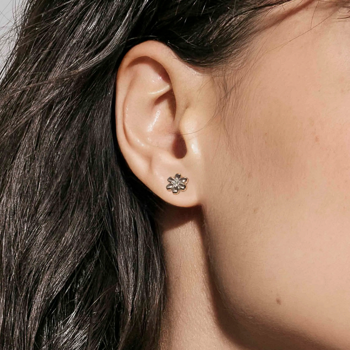 Nomination Petit Sparkle Flower With White Stone Silver Earrings