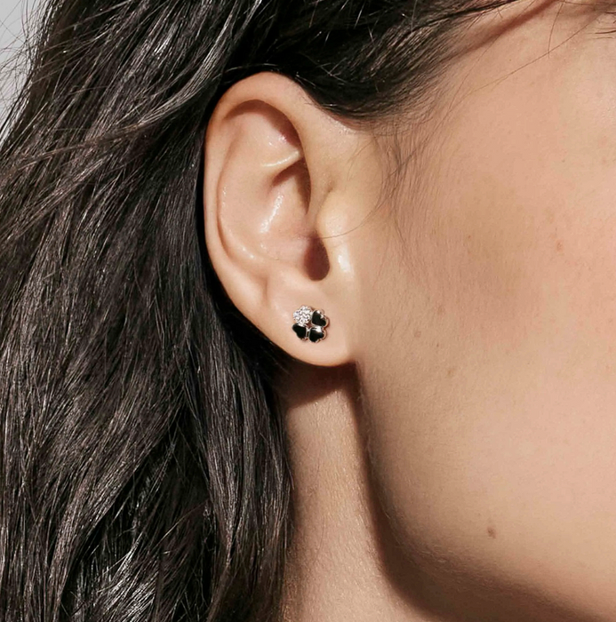 Nomination Petit Sparkle Four Leaf Clover With White Stone Gold Earrings