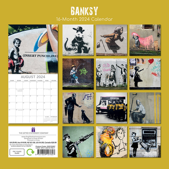 The Gifted Stationary Company 2024 Square Wall Calendar - Banksy