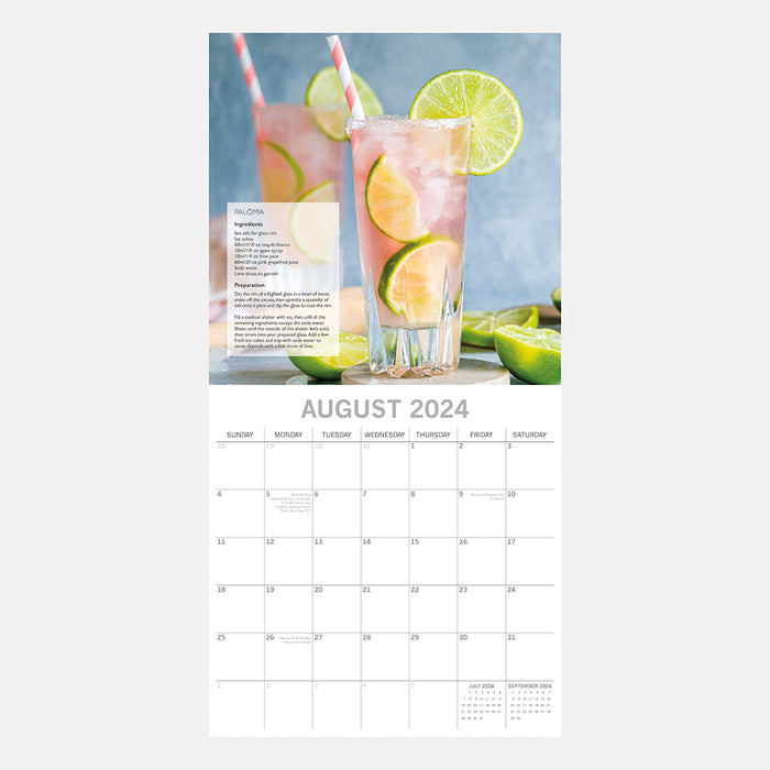 The Gifted Stationary Company 2024 Square Wall Calendar - Cocktails