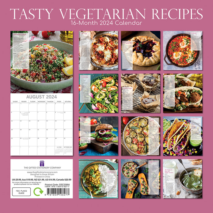 The Gifted Stationary Company 2024 Square Wall Calendar - Tasty Vegetarian Recipe's