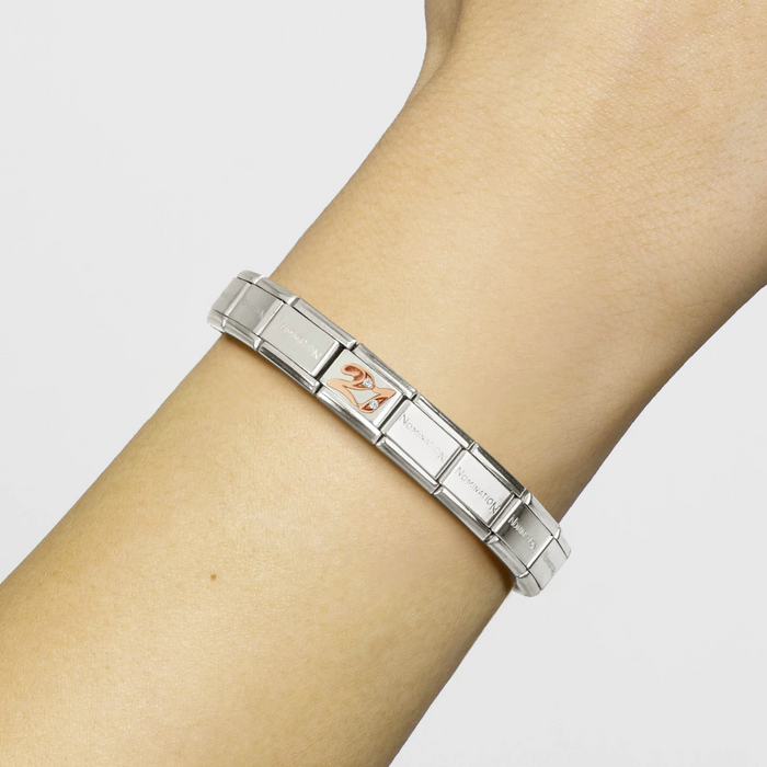 Nomination Classic Rose Gold Numbers White Stone Number 21 Charm