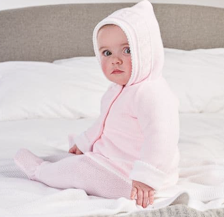 Dandelion Knitted Hooded Jacket Pink Newborn