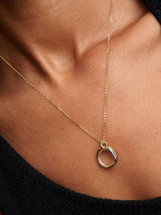 Pandora Organically Shaped Two-Tone Pendant Necklace