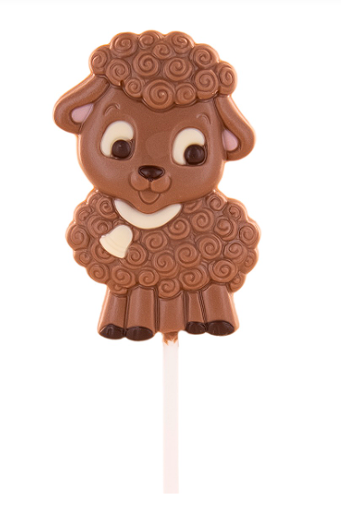 Creme d'Or Betty Lamb Milk Or White Chocolate Lollipop