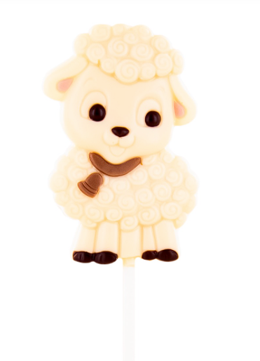Creme d'Or Betty Lamb Milk Or White Chocolate Lollipop