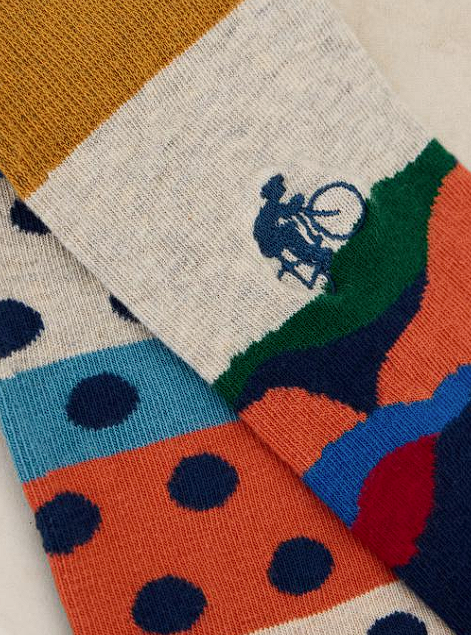 White Stuff Men's Cycling Ankle Sock In Navy Multi