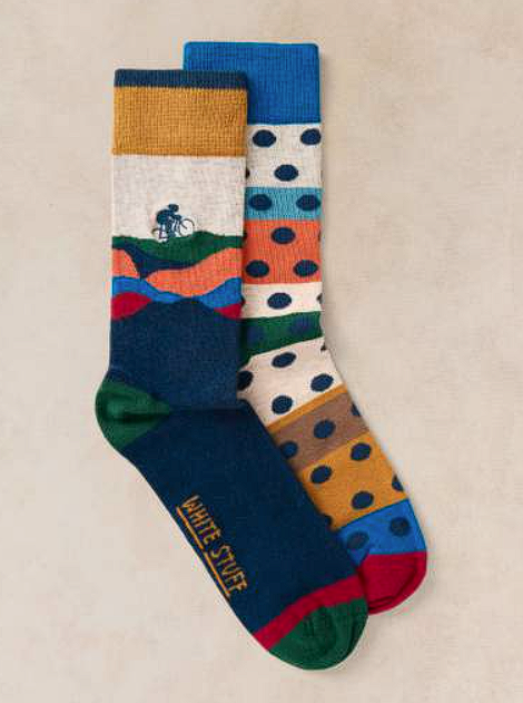 White Stuff Men's Cycling Ankle Sock In Navy Multi