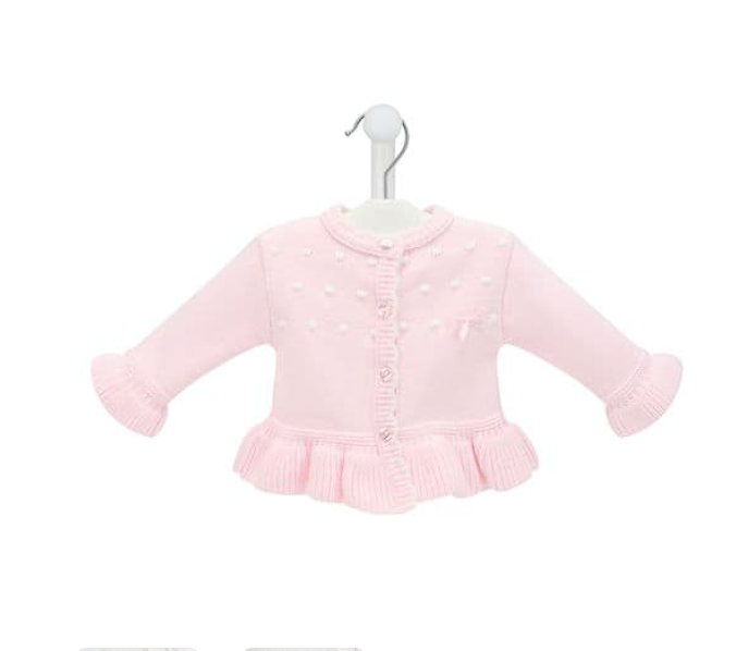 Dandelion Babies Ruffle Hem Pink Cardigan