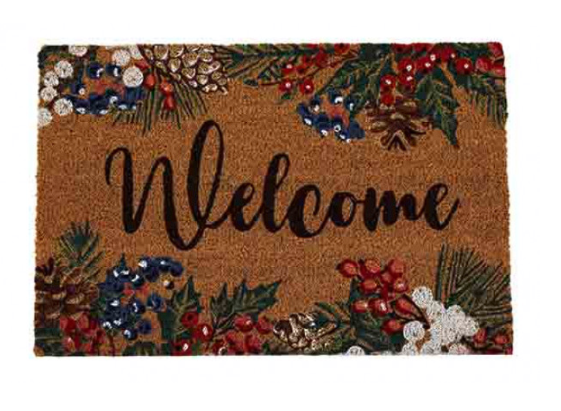 Sifcon Christmas Berries And Flora Welcome Doormat