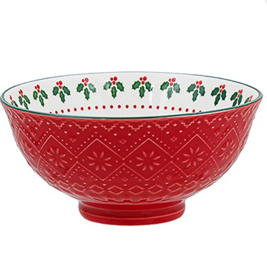 Christmas Mistletoe Ceramic Green Bowl Large
