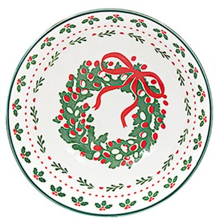 Christmas Mistletoe Ceramic Red Bowl Medium