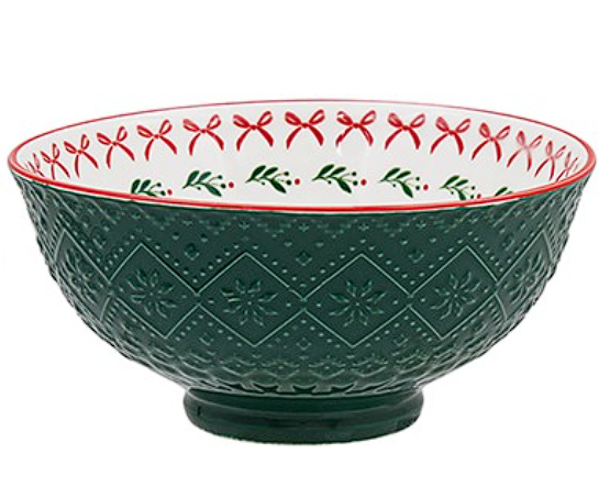 Christmas Mistletoe Ceramic Red Bowl Medium