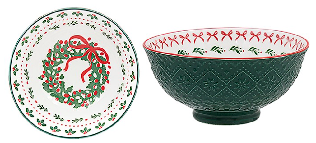 Christmas Mistletoe Ceramic Red Bowl Medium