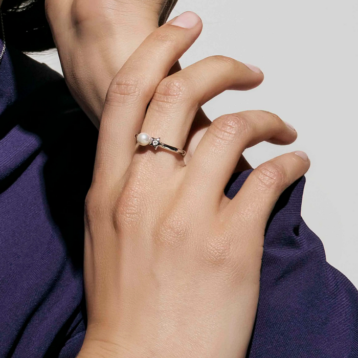 Nomination Pearls Loop Cubic Zirconia Star Silver Ring