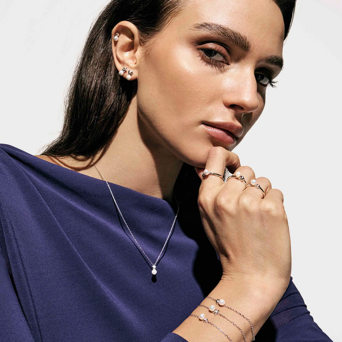 Nomination Pearls Loop Cubic Zirconia Round Gold Bracelet