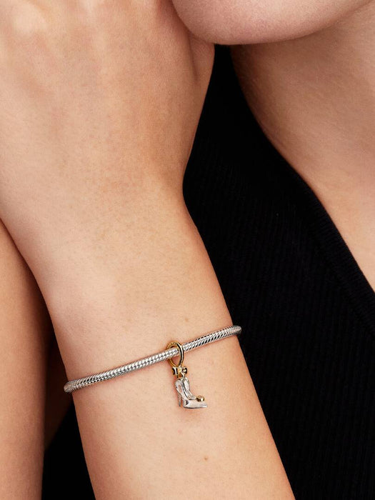 Pandora Disney Princess Cinderella Shoe Dangle Charm 14k Gold Plating And Sterling Silver