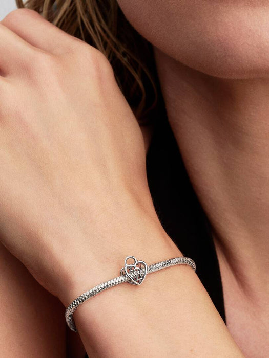Pandora Openwork Heart Padlock Charm Sterling Silver