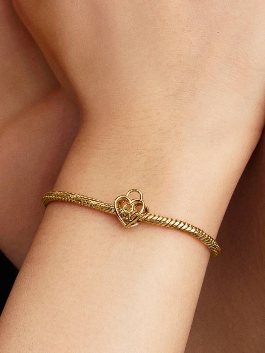 Pandora Openwork Heart Padlock Charm 14k Gold Plating