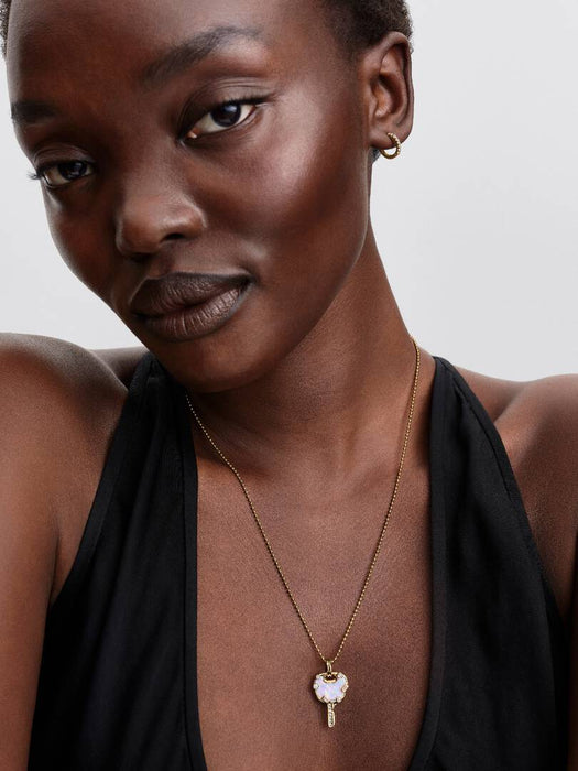 Pandora Opalescent Pink Love Key Large Dangle Charm 14k Gold Plating