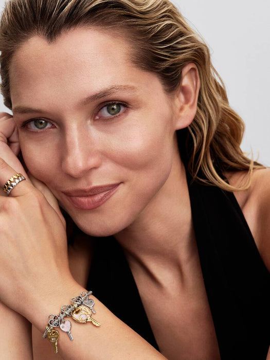 Pandora Opalescent Pink Love Key Large Dangle Charm 14k Gold Plating