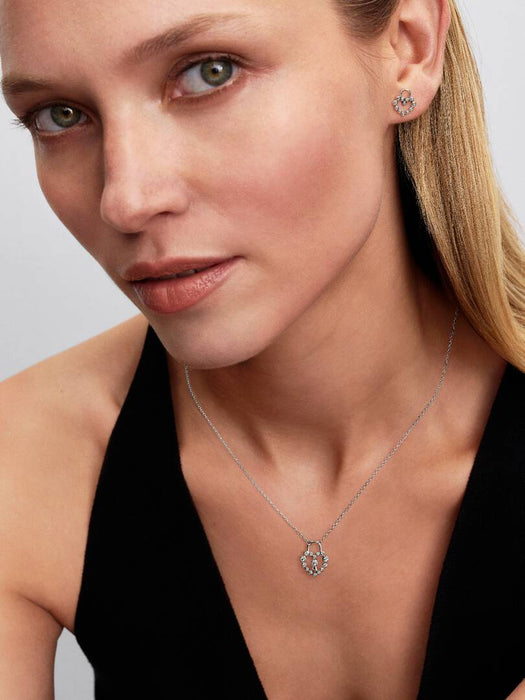 Pandora Sparkling Heart Padlock Pendant Necklace Sterling Silver