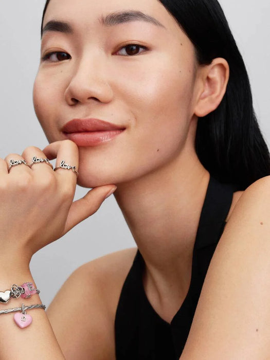 Pandora Pink Murano Glass Love Cube Charm Sterling Silver