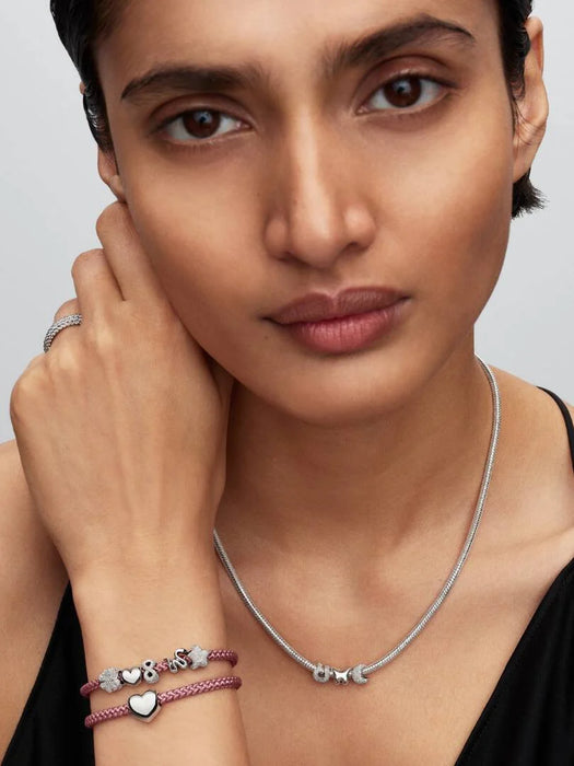 Pandora Shimmering Pink Cord Bracelet Sterling Silver