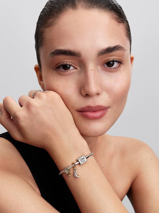 Pandora Disney Princess Tiana Lotus Flower Lab-grown Diamond Charm 14k Gold Plating And Sterling Silver