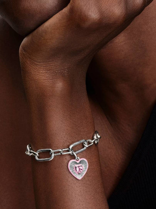 Pandora Radiating Pink Heart Medallion Charm Sterling Silver