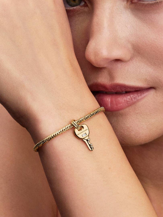 Pandora Key Dangle Charm 14k Gold Plating